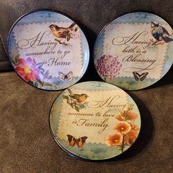 Miniature Display Plates Family Home Blessing Love Cute Butterfly Floral