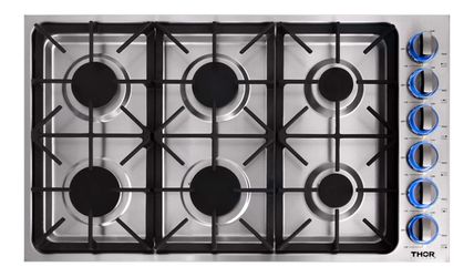 36 Inch Professional Drop-In Gas Cooktop in Stainless Steel - Thor Kitchen