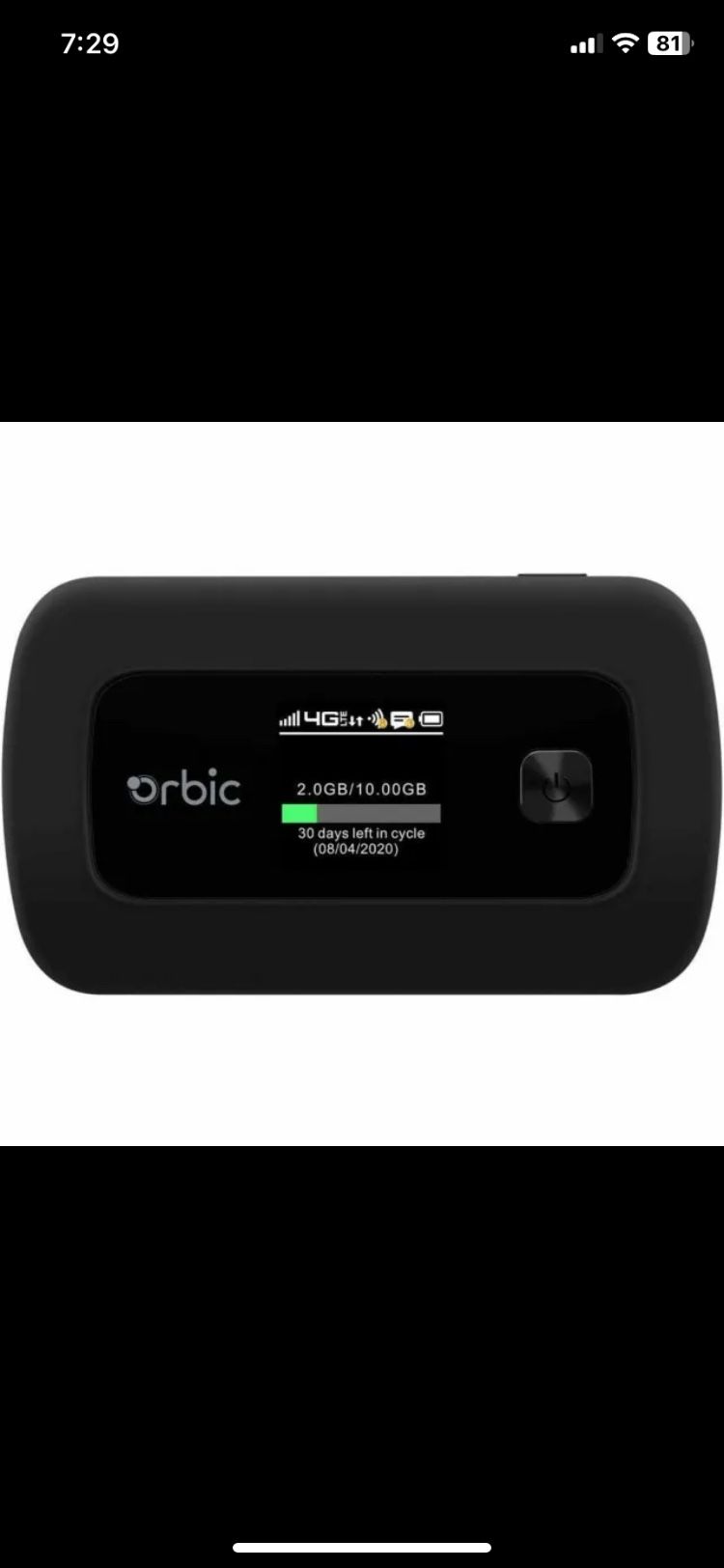 Orbic Speed RC400L - Black (Verizon) 4G LTE Mobile WiFi Hotspot Router Modem