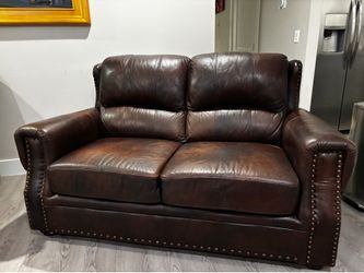 Brown Leather Loveseat from Living Spaces – $150 OBO