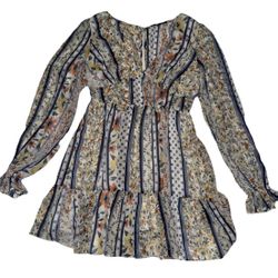 Papaya Chiffon Youthful Mini Dress Women Size L Floral Cottagecore Whimsical