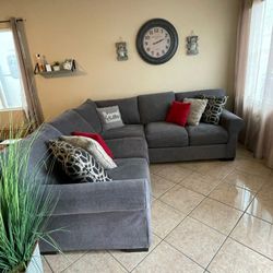 Large Gray Sectional Couch With Feathers Fillers 