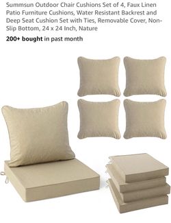New set of 4 patio chairs cushions 24x24”