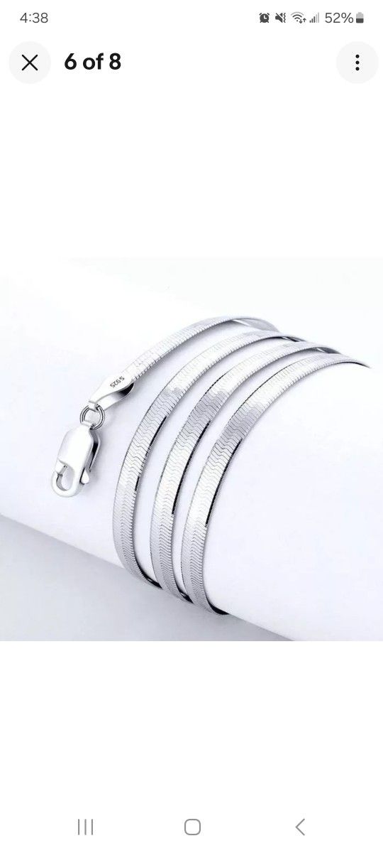 20" Solid .925 Sterling Silver Stamped Herringbone Necklace 4mm Unisex Jewelry 