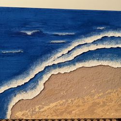 Sea With textured  Paste  and acrylic , Canvas 16”x20”