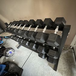 5-50lbs Dumbbells w/Rack 