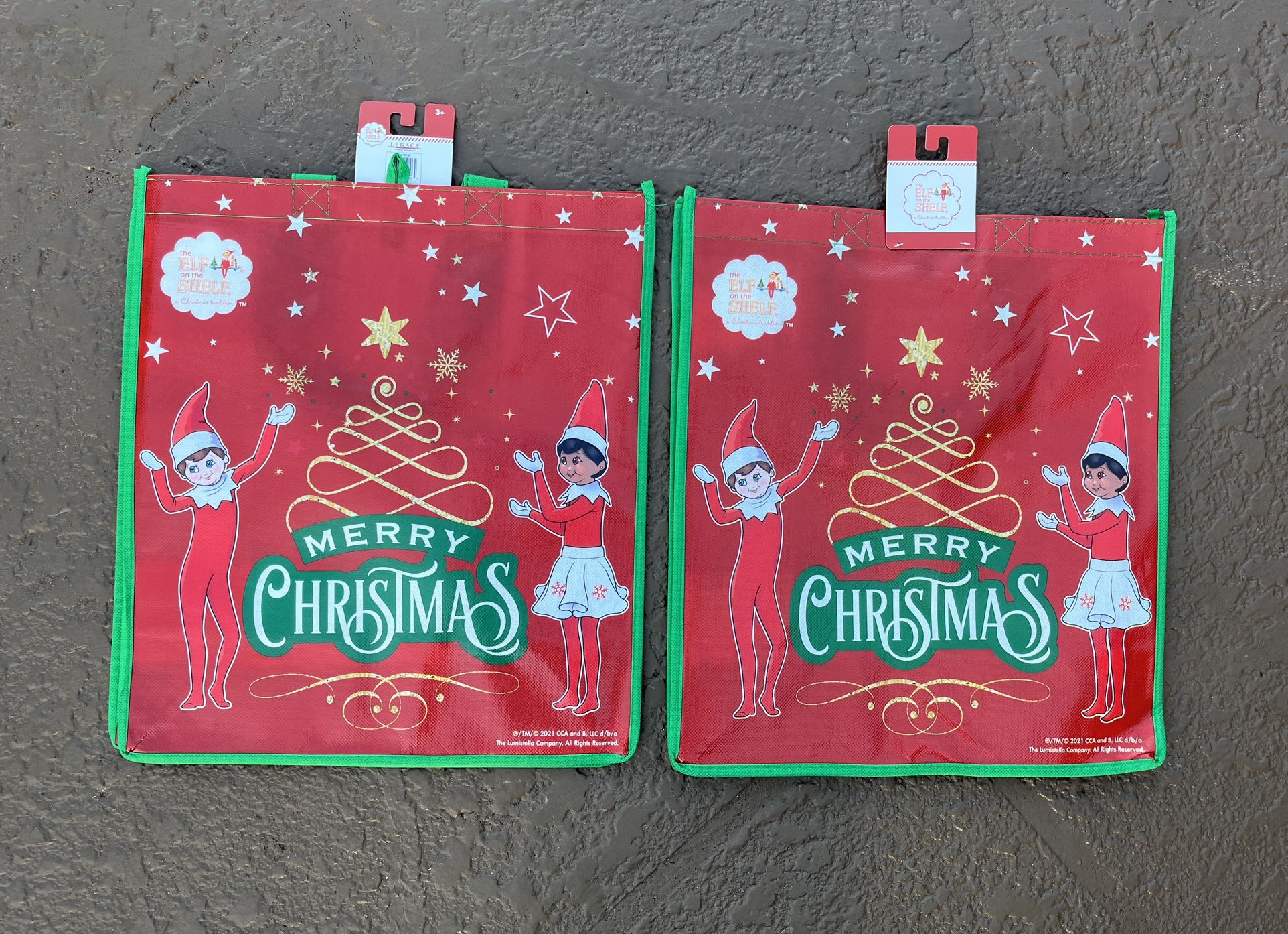 2 Brand new Christmas The Elf on the Shelf reusable bags
