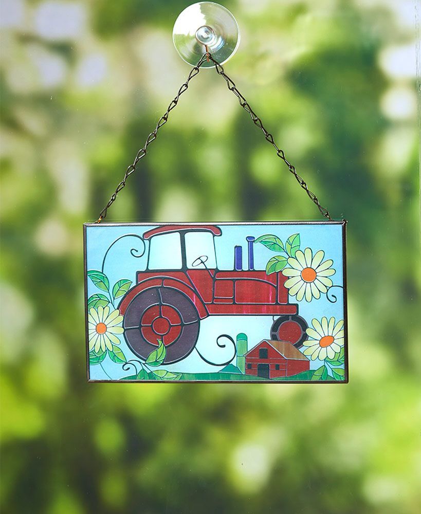 NEW Red Tractor Stained Glass-Sun Catcher
