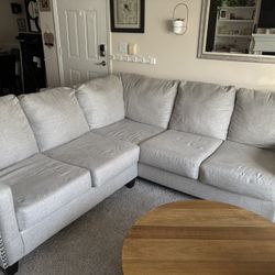 Gray Ashley Sectional With nailhead Trim