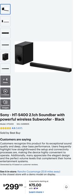 NEW Home theater SOUND BAR SONY WITH SUBWOOFER