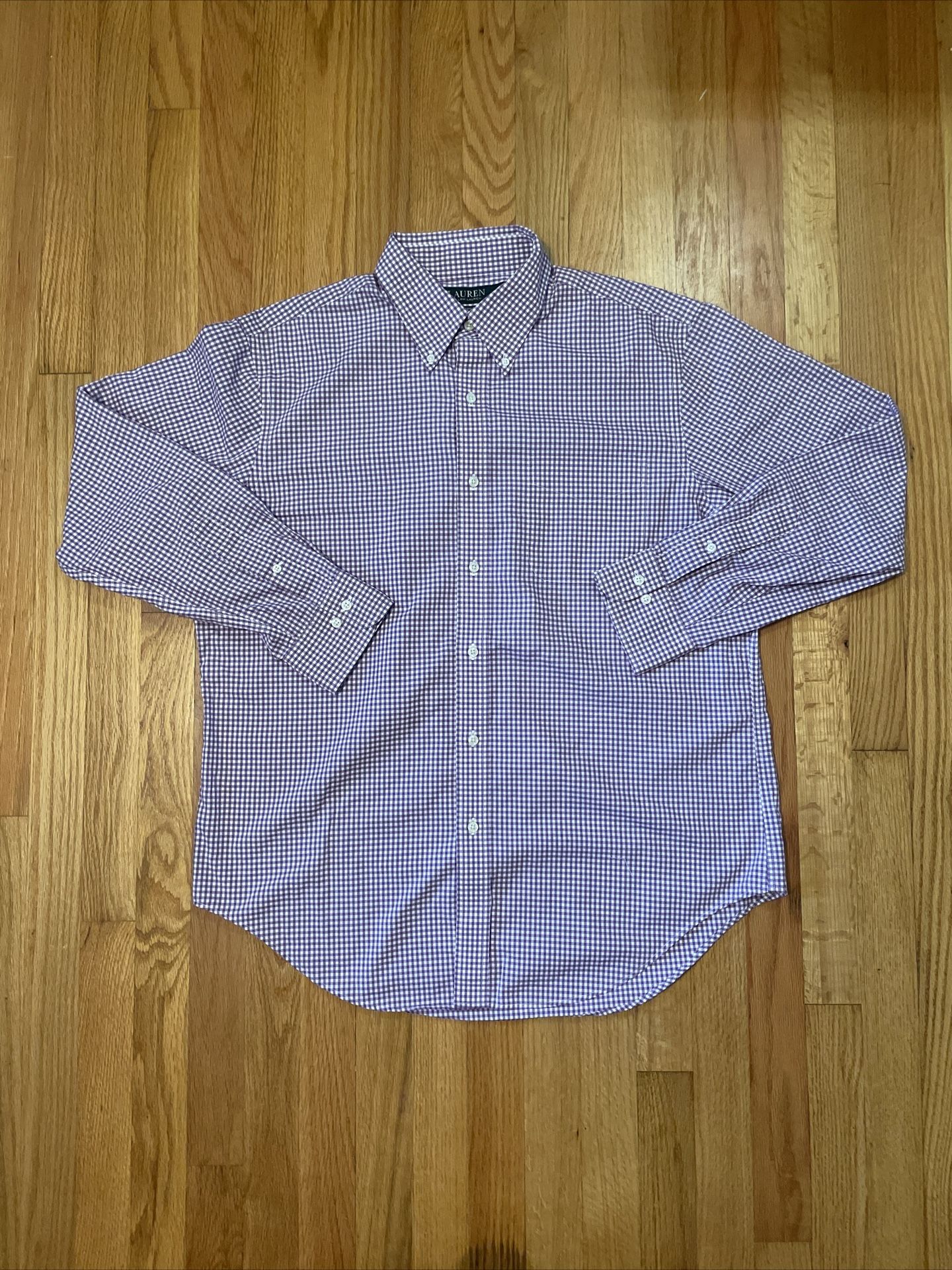 Polo Ralph Lauren Purple Check Plaid 16 1/2 34/35 Lg Button-Up Long Sleeve Shirt