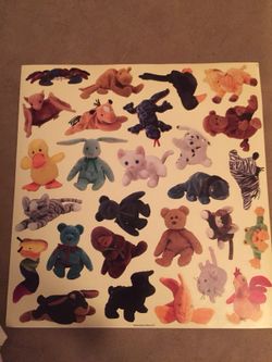 Ty beanie baby stickers official collectors club sheet of stickers mint