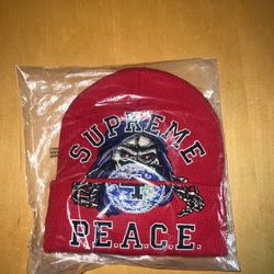SUPREME FOR PEACE EMBROIDERED BEANIE| RED| FW23