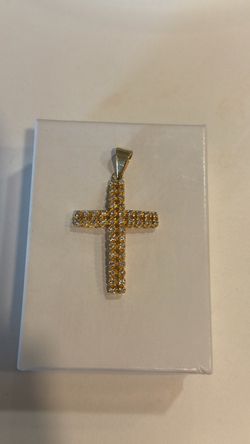 Gold-Tone Diamond Cross Pendant