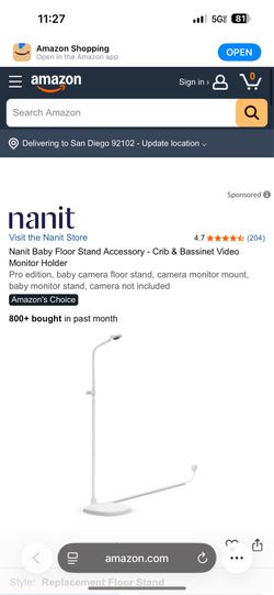 Nanit Baby Floor Stand Accessory - Crib & Bassinet Video Monitor Holder