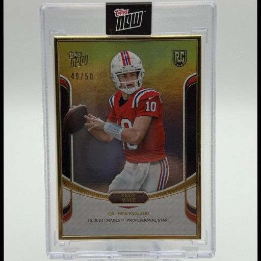 Drake Maye 2024 Topps Now Rookie Campaign Gold Framed Gold Rookie 49/50