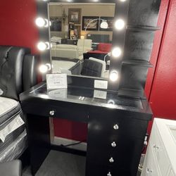 Black Or Grey Vanity w/Lights and Drawers and 1 Shelf (Included a Free Stool White or Black) 👍90 days FREE FINANCING ❗NO CREDIT CHECK❗ 