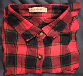 Red Plaid Button Front Flannel size XL