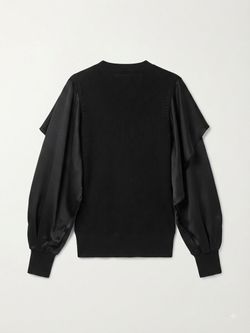 NWT Sacai Hybrid Knit Pullover - Black Satin Sleeves - Size 2⁠
