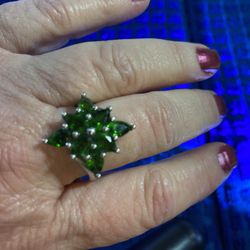 Russian Diopside Sterling Silver Ring 