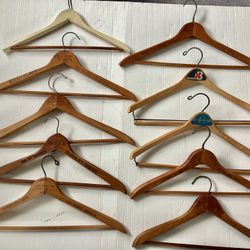 10 1930s-60s Wooden Clothes Hangers NYC Bronx Brooklyn Stores 
