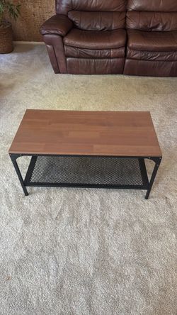 Industrial Coffee Table with Mesh Shelf