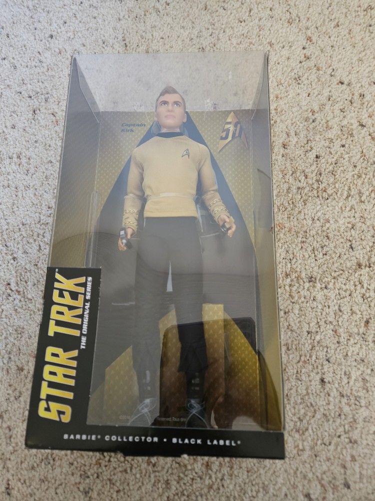 Captain Kirk 50th Edition Barbie Collection doll black label, NWT.