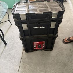 Husky Tool Box With Misc Tools In It