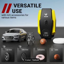 Tire Inflator - Portable 12V DC Air Compressor With Auto Shutoff, LED Light, And Multiple Nozzles, Essential Car Accessory For Quick Inflation