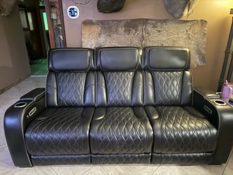 Black Power Reclining Sofa with Heat, Massage & LED Lights — $1,800 OBO
