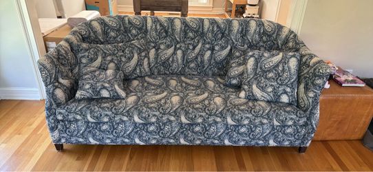 Paisley Upholstered Three-Seat Sofa