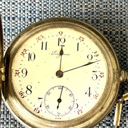 Antique Longines Grand Prix Hunter Case Pocket Watch 900 Silver -