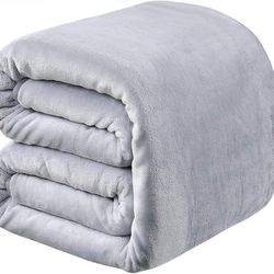 Flannel Fleece Microfiber Throw Blanket, LuxuryLite Grey King Size Lightweight Cozy Couch Bed Super Soft and Warm Plush Solid Color 350GSM 108 x 90 in