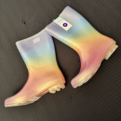 NEW! Cat & Jack Girl’s Cece Rainbow Rain Boots  Size 6 Water Resistant  