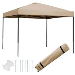 Blissun 10 x 10 Ft Outdoor Portable Pop-Up Canopy Tent with Roller Bag - Tan
