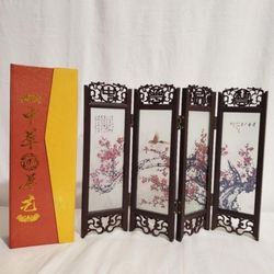Large Cherry Blossom 4 Panel Folding Screen Asian Desktop Divider New