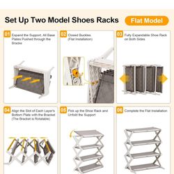 TlaroRiz 4-Tier Shoe Rack Foldable Free Standing Shoes Organizer for Front Door Entrance Garage Corridor Entryway and Living Room,Space-Saving Compact