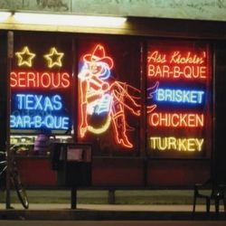 Vintage Animated Cowgirl Barbeque Restaurant Sign