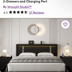 Like New 3-Piece Bedroom Sets, Storage Bed with 2-Drawers and Charging Port