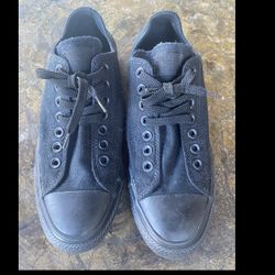 CONVERSE ALL STAR WOMAN MAN UNISEX SNEAKER SHOES CASUAL MENS 7 WOMENS 8 SOLID BLACK EUC! 