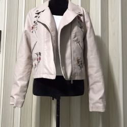 URBAN RETRO, BABY PINK EMBROIDERED JACKET SIZE L