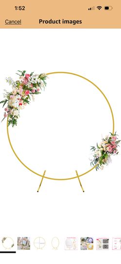 Wokceer Round Backdrop Stand 5FT Circle Balloon Arch Frame Circle Backdrop Stand Gold Round Arch For Wedding Birthday Party Bridal Shower Anniversary 