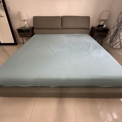 King Size Gray Leather Bed Frame