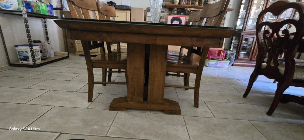 Table And 4 Chairs, Solid Wood