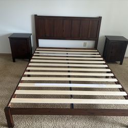 Queen Bed Frame And Two Nightstands 