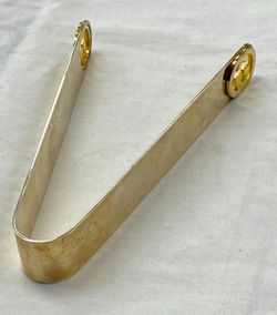 Vintage GUCCI Italy Gold Tone Ice Tongs Barware Serving Tongs Rare