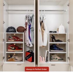 Shoe Storage Boxes 6 Pack XX-Large White Stackable Shoe Containers for Size 14,15 Sneakers