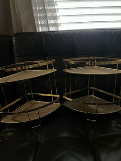 pair of gold 2-tier corner organizers