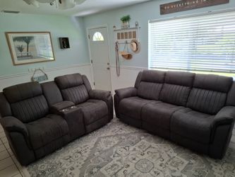 Beautiful Grey Microfiber Couch & Loveseat