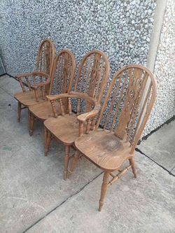Set of 4 Wooden Windsor Armchairs